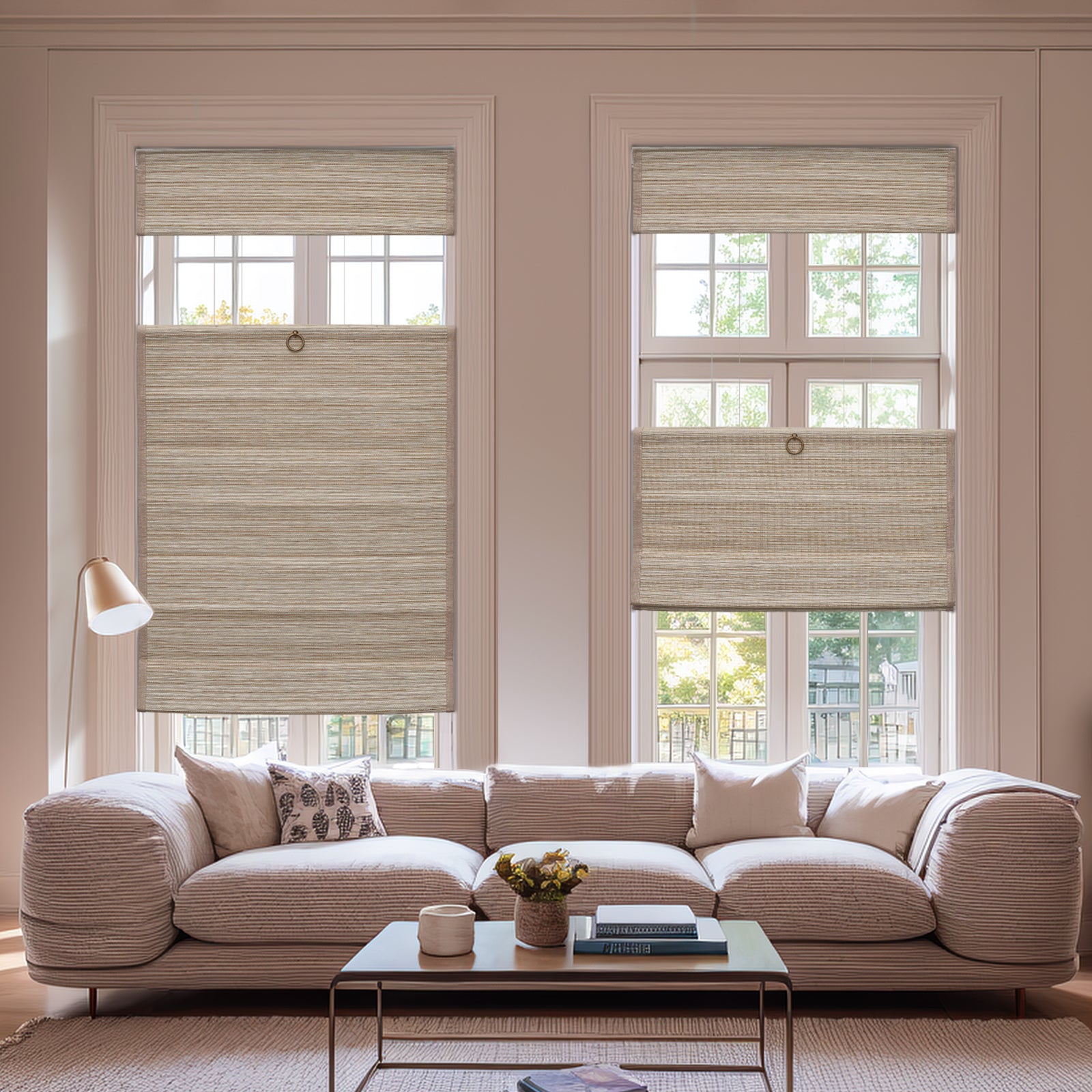 Natural Fabric Top-Down Bottom-Up Roman Shades | Keego Blinds