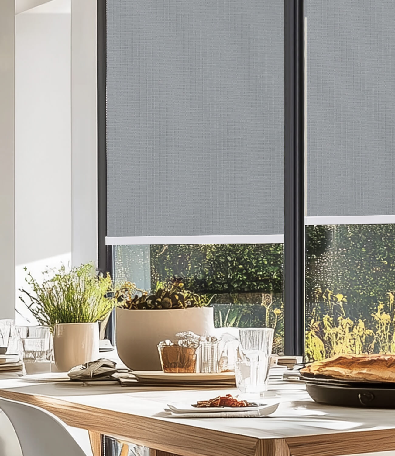 Keego Blinds grey shades in bright room