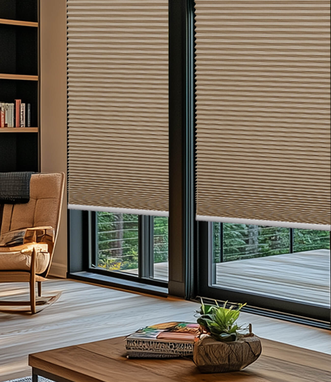 Keego Blinds light shades in contemporary living room