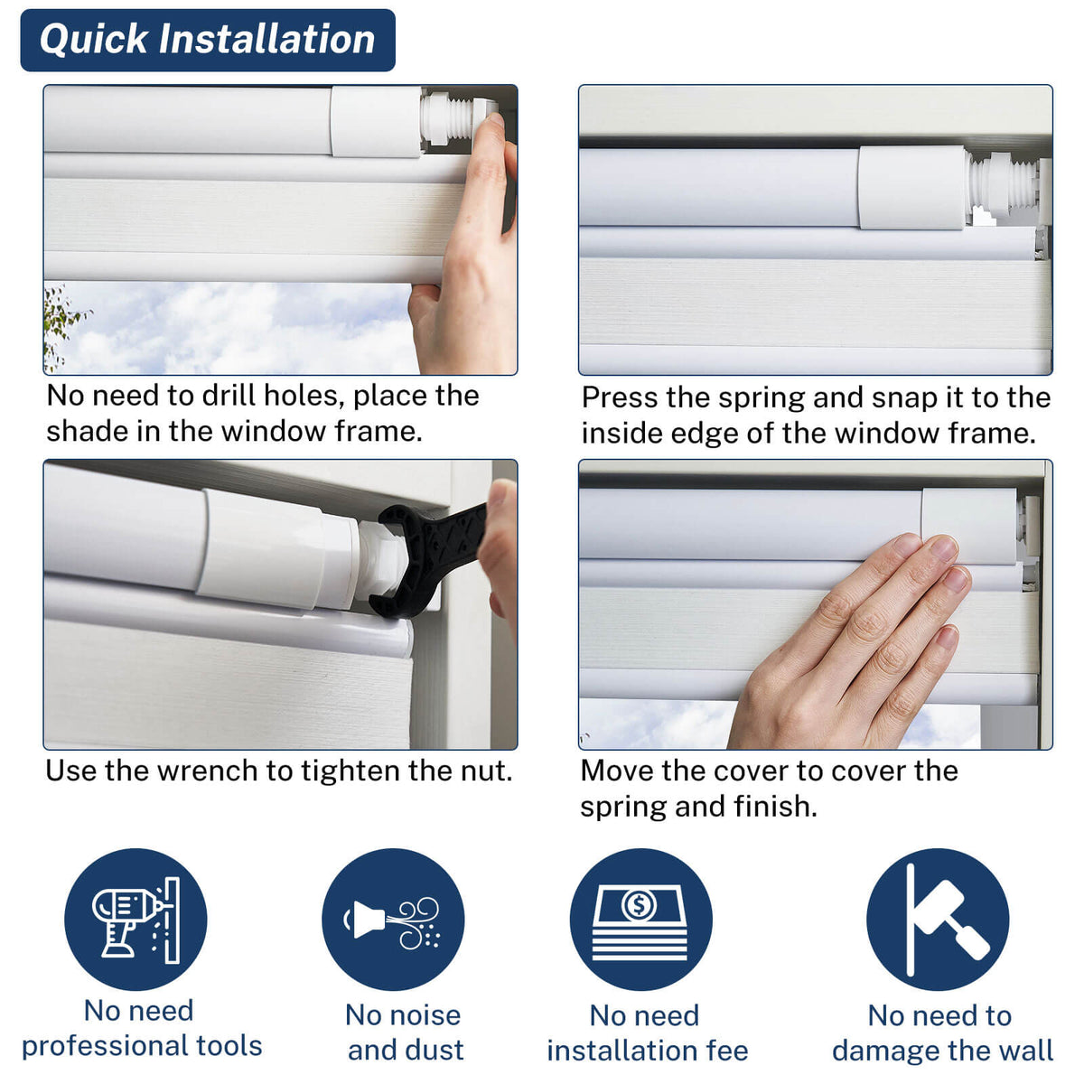 Keego Premium No Drill Top Down Bottom Up Cellular Shades Cordless